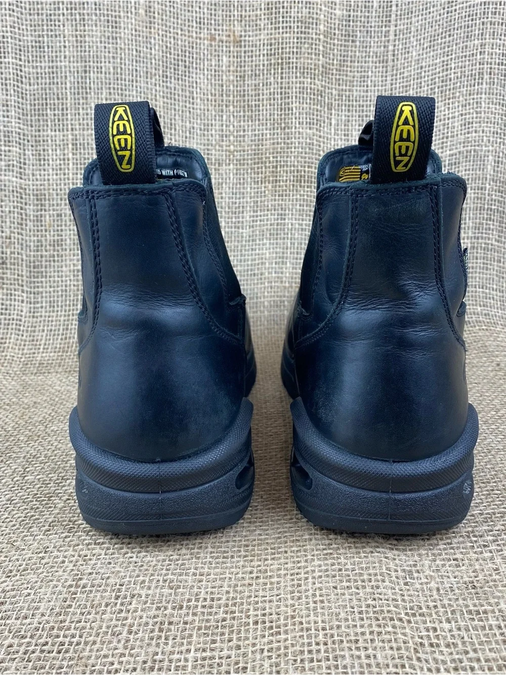 Keen Work Boot Mens 10 D Utility Black Waterproof Leather Carbon Toe Safety Slip